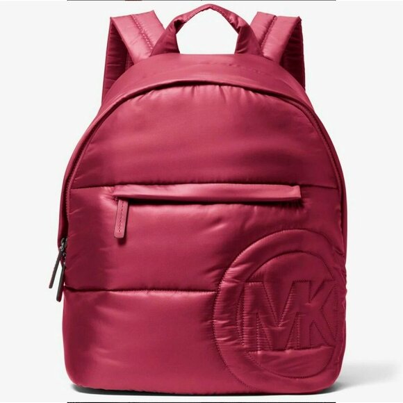 S Michael Kors Rae Medium Quilted Nylon Burgundy Backpack 35F1U5RB2C NWT $368 FS - Picture 1 of 9